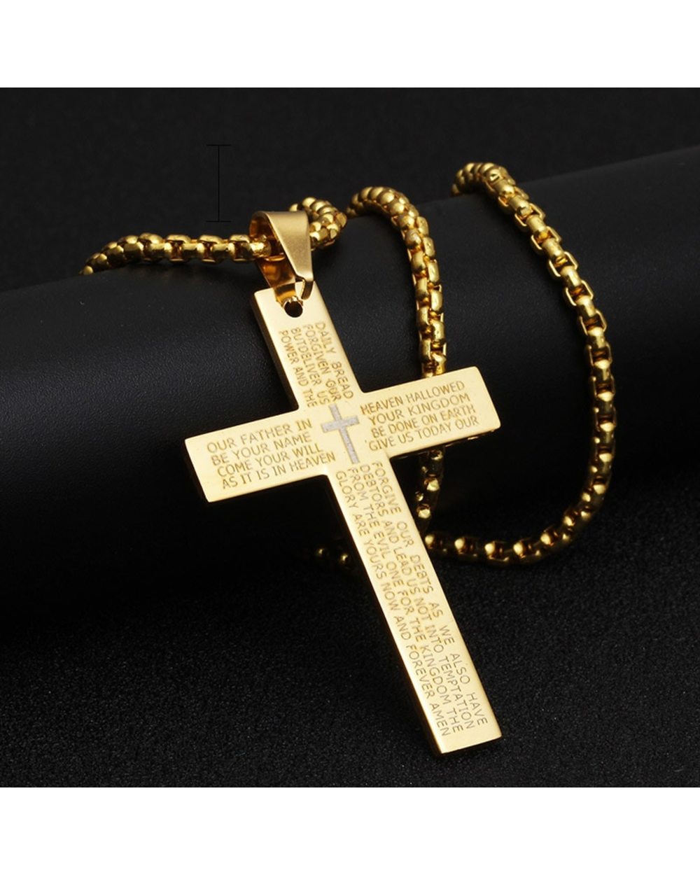 Christian Lord's Prayer Cross Necklace front-1