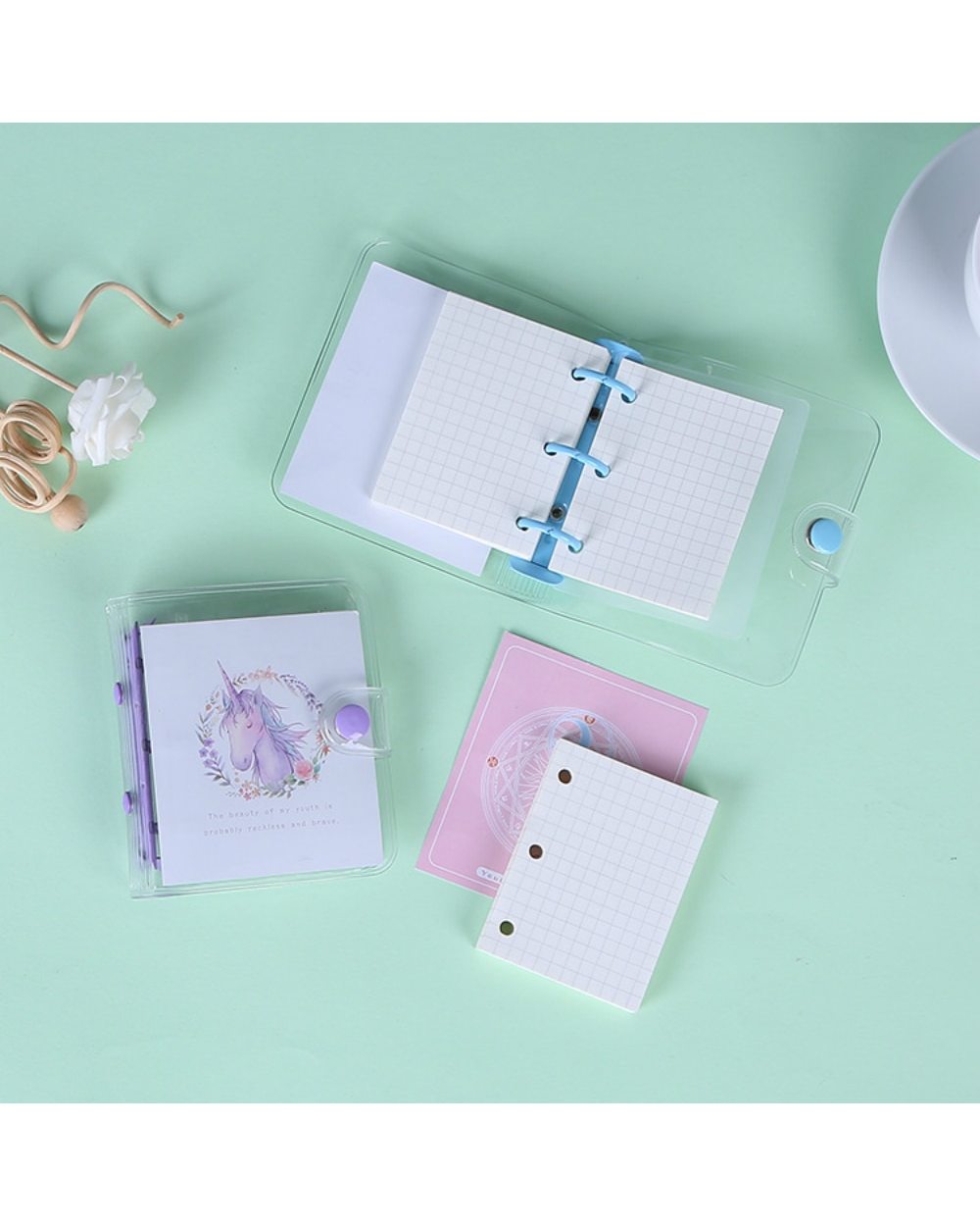 Mini 3 Ring Binder Diary Hand Book Korean Stationery Notebook Journal for Scrapbooking front-2
