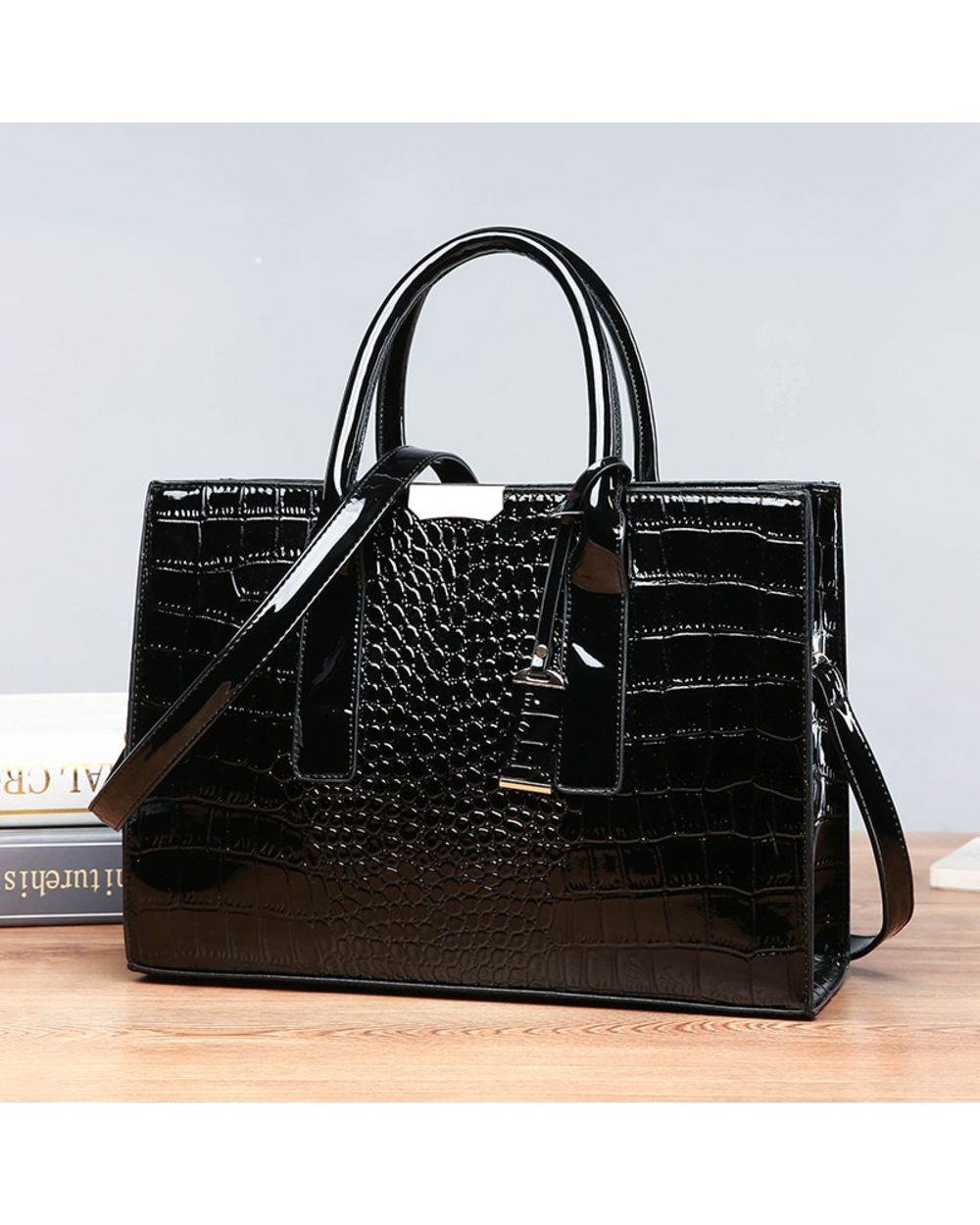 Patent Leather Women Handbags Crocodile Female Shoulder Bags for Women High Quality Ladies Crossbody Bag front-4