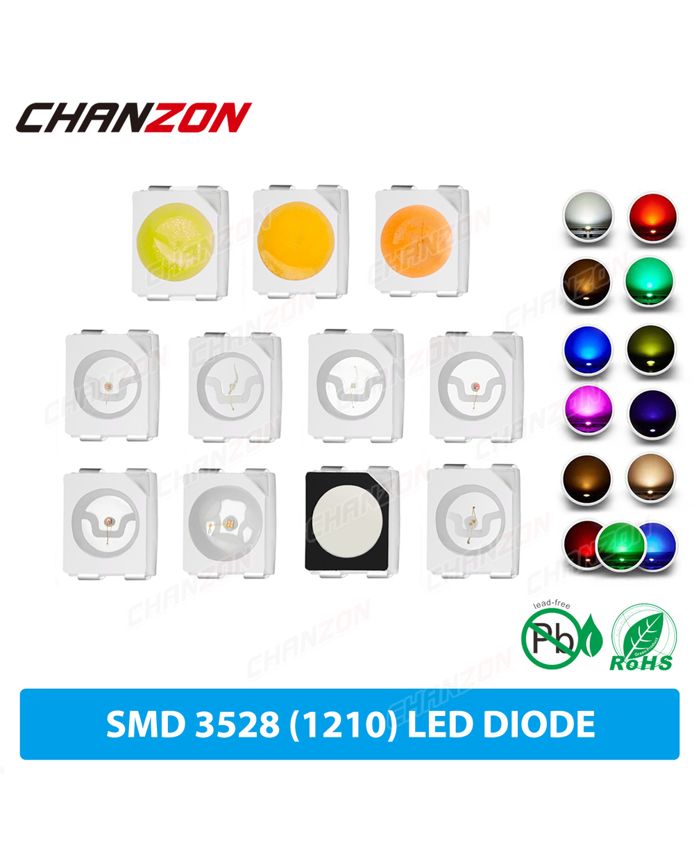 100Pcs 3528 Smd Led Diode Chip Warm White Red Green Blue Yellow Orange Uv Purple Pink Rgb Plcc2 Plcc4 Smt Emitting Ligh front-0