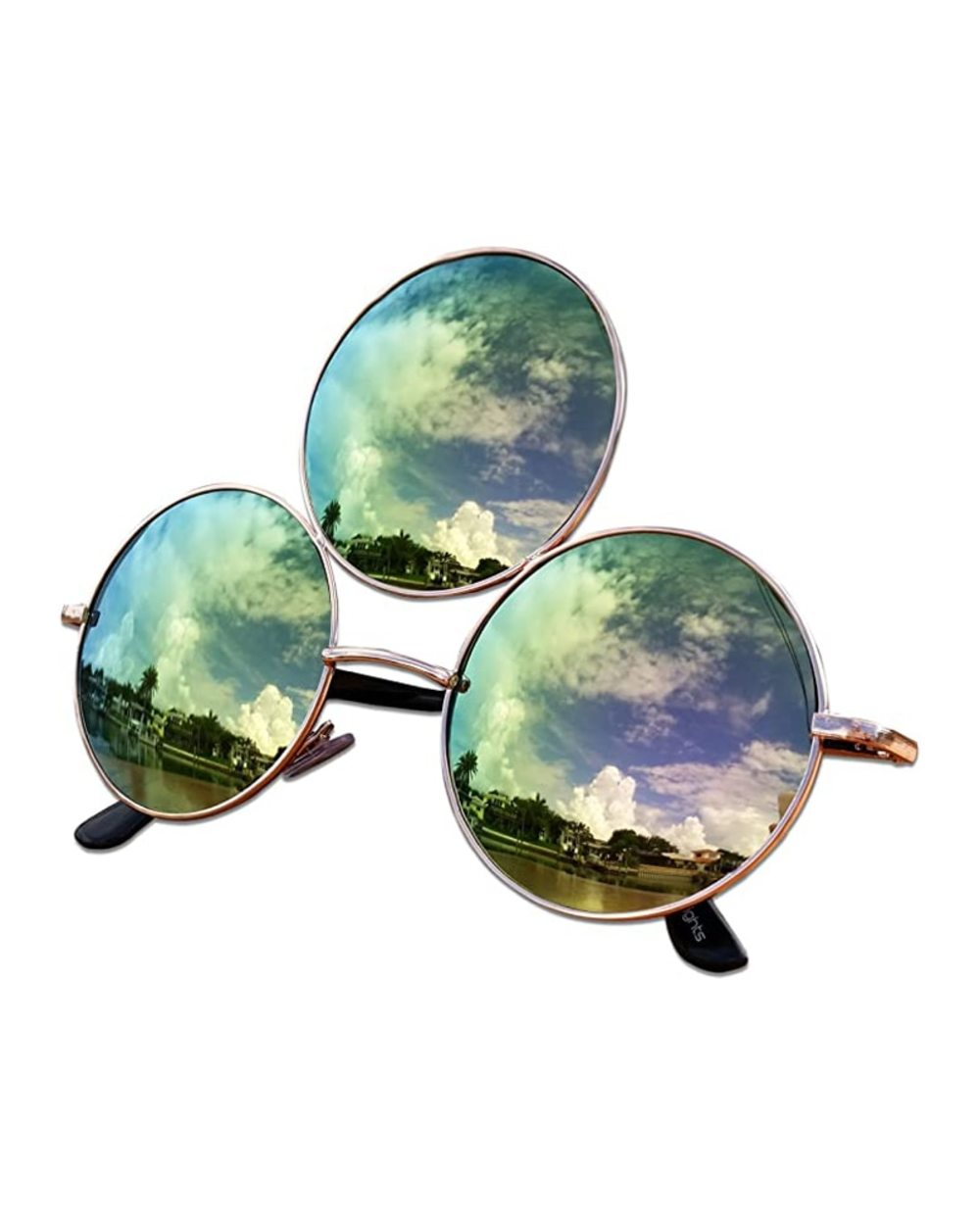 2022 New Third Eye Round Sunglasses Women/Men Reflective Mirrored Black Lens Sun Glasses Three Lenses Eyewear Shades Uv front-0