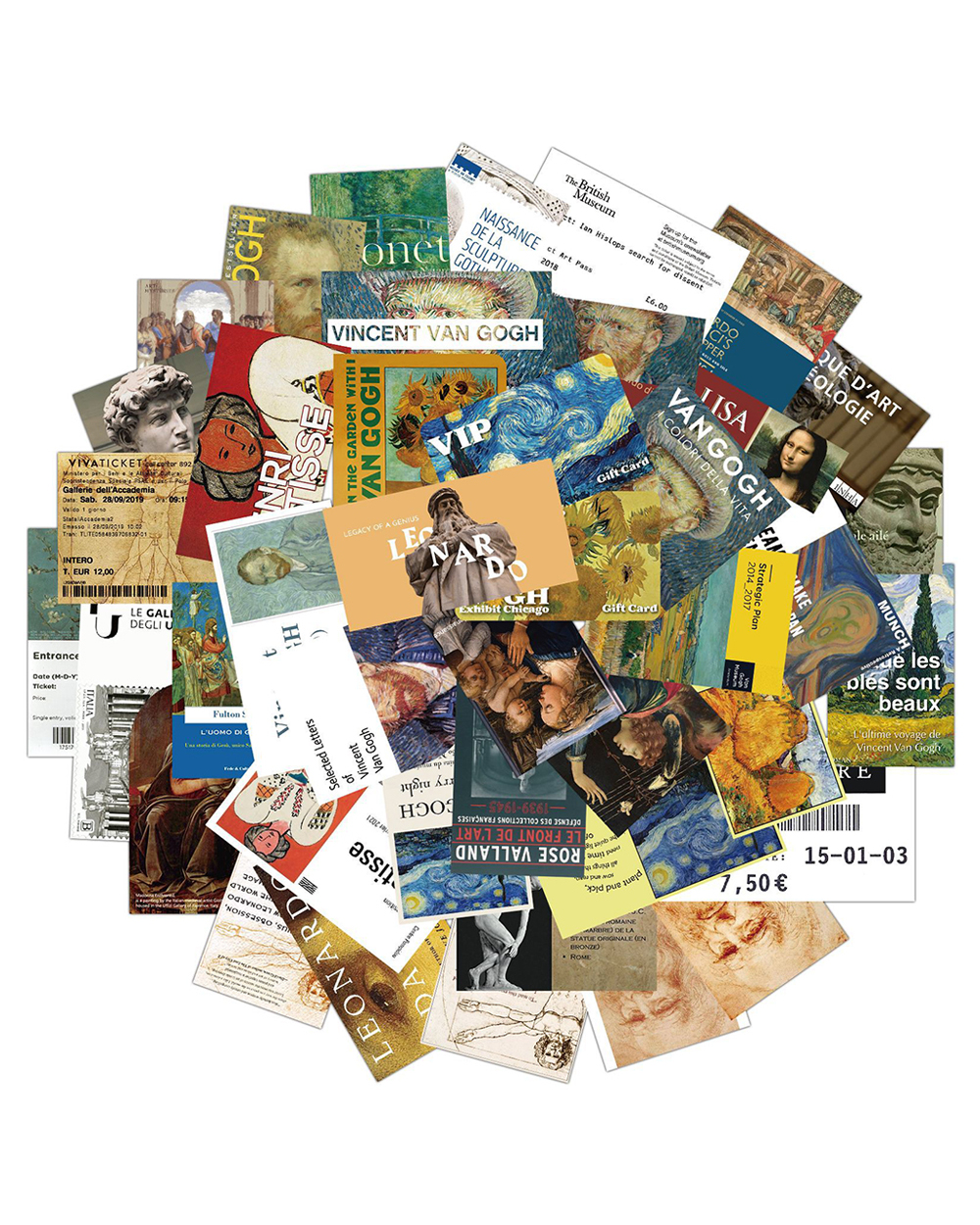 10/30/50PCS Art museum Painting Ticket Stickers DIY Motorcycle Travel Luggage Guitar Skateboard Classic Toy Cool Sticker front-0