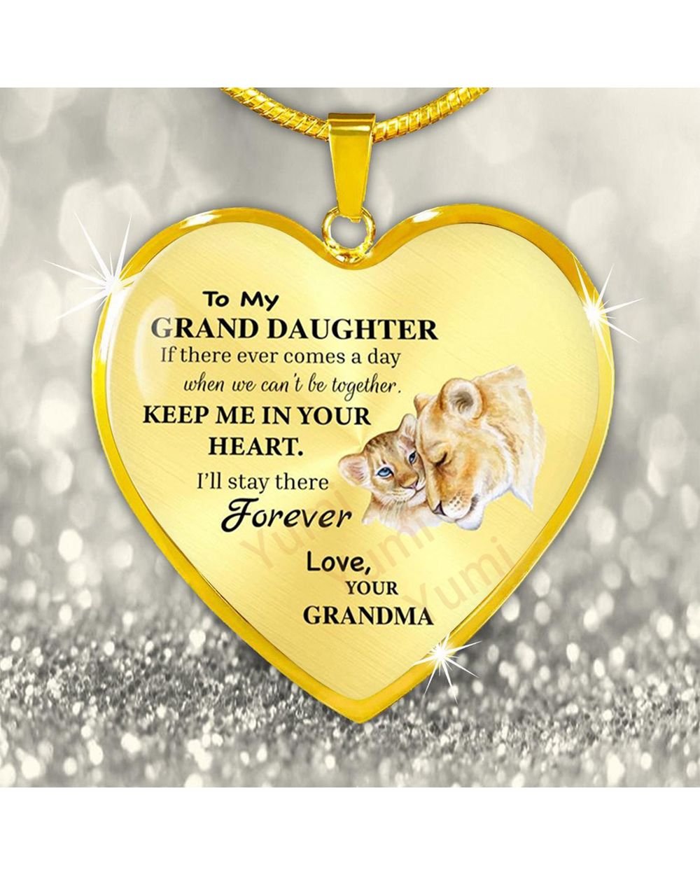 Cute Animal Heart Inspirational Necklace Love Your Grandma To My Granddaughter Necklaces front-2