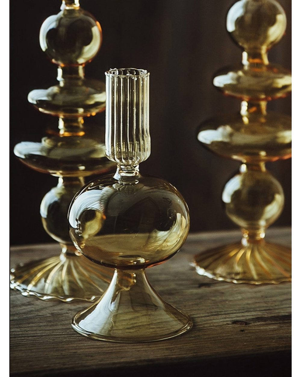 Vintage Glass French Style Candlestick front-5