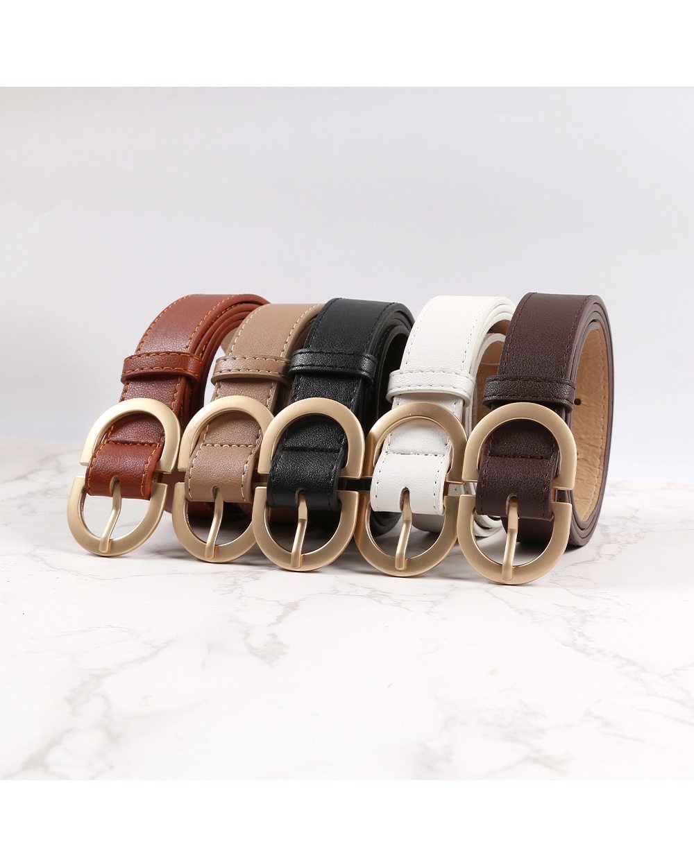 The New Classic Retro Fashion All-Match Leather Light Body Round Buckle Simple Circle Pin Belts For Women Fashion Jeans front-0