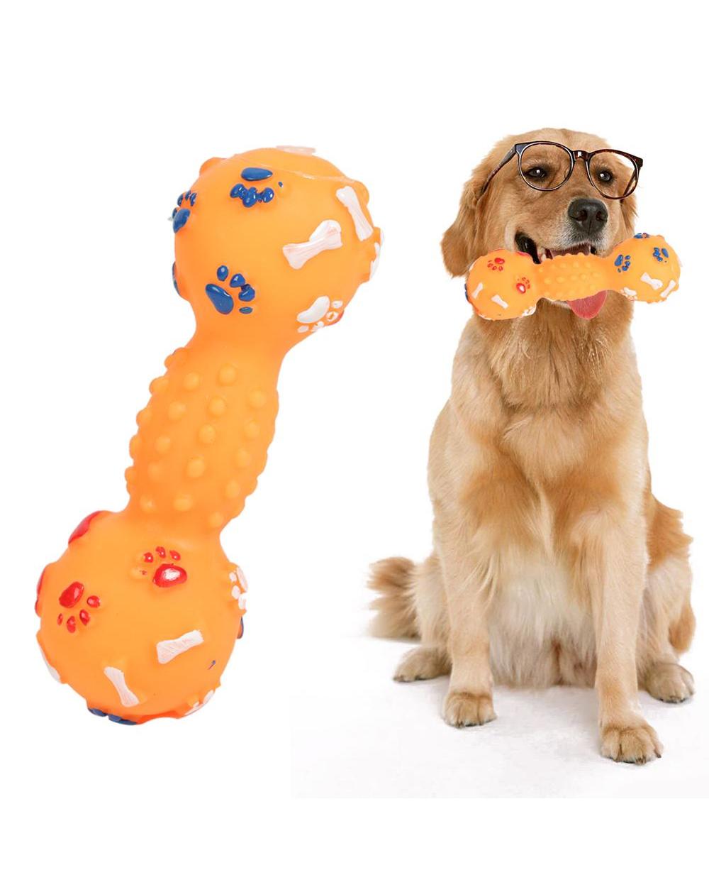 Dotted Dumbbell Shaped Pet Toys Squeeze Squeaky Faux Bone Bite Resistant Pet Dog Toys For Small Large Dogs Pets Supplies front-0
