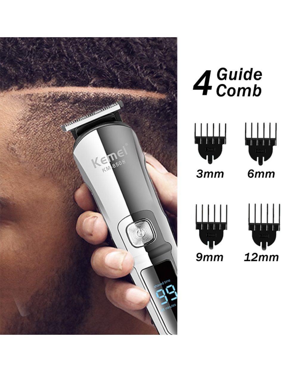Kemei Professional Hair Trimmer Waterproof 6 In 1 Hair Clipper Electric Hair Cutting Machine Beard Trimer Body Men Hair front-2