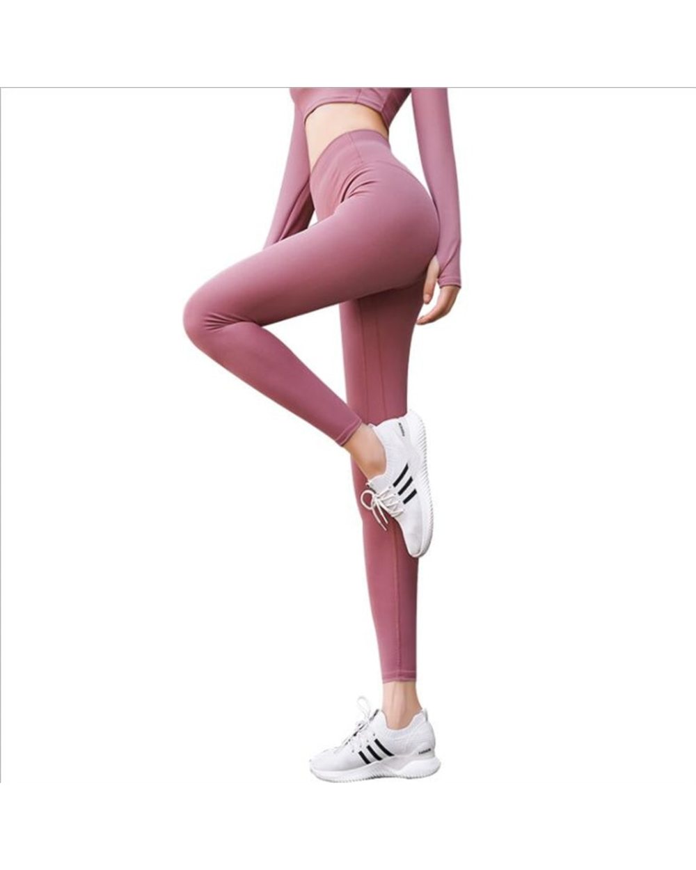 Long Sleeve Yoga Pant Set Yoga Peach Hip-Lifting Pants For Women High Waist Stretch Fitness Gym Leggings front-1