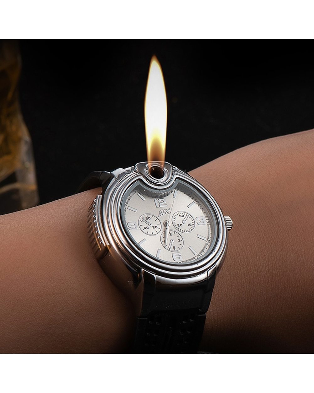 Watch Style Metal Open Flame Lighter Creative front-1