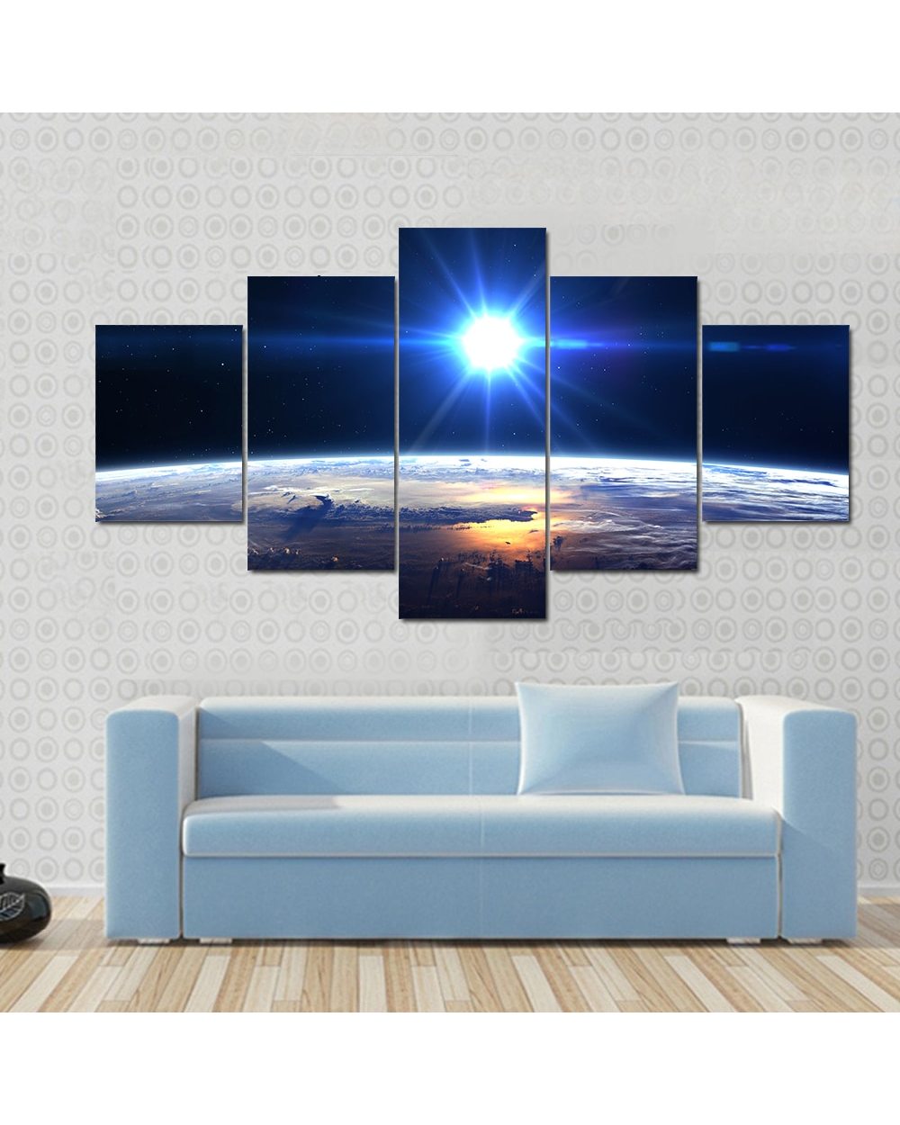 Abstract Planet Earth View Picture Print Space 5 Panel Canvas Art Wall Decor front-0