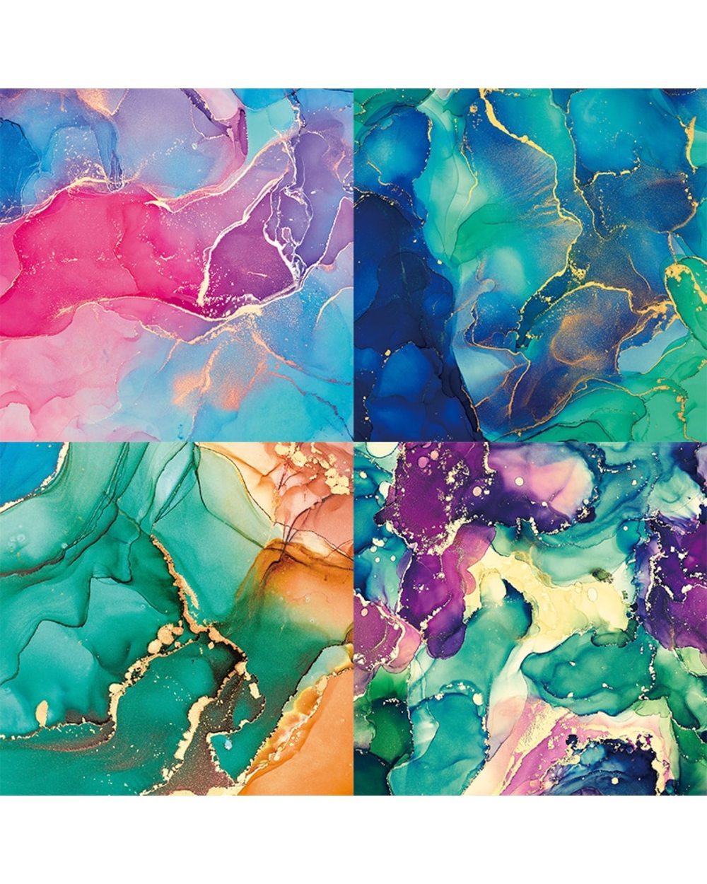 Yvaines 24 sheets 6"X6" alcohol ink paper mixture Scrapbook patterned paper pack front-3
