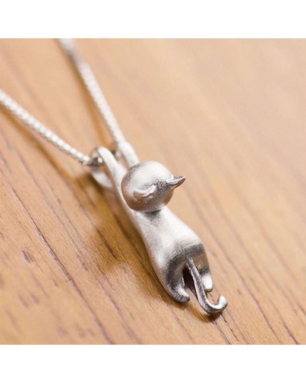 Ragdoll Gold Polished Cat Pendant Necklace Long Chain Charm Vintage Jewelry front-4