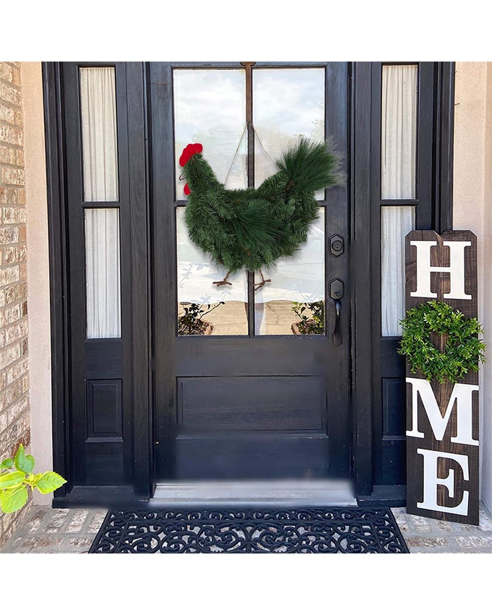 Rosster Chicken Wreath - Rooster Christmas Wreath Outdoor Christmas Wreath For Front Door front-5