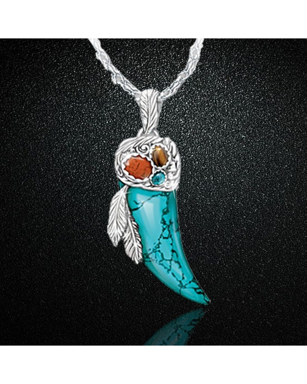 Exquisite Fashion Creative Agate Necklace Pendant Tribal Warrior Glory Symbol Creative Tooth-Shaped Necklace front-5