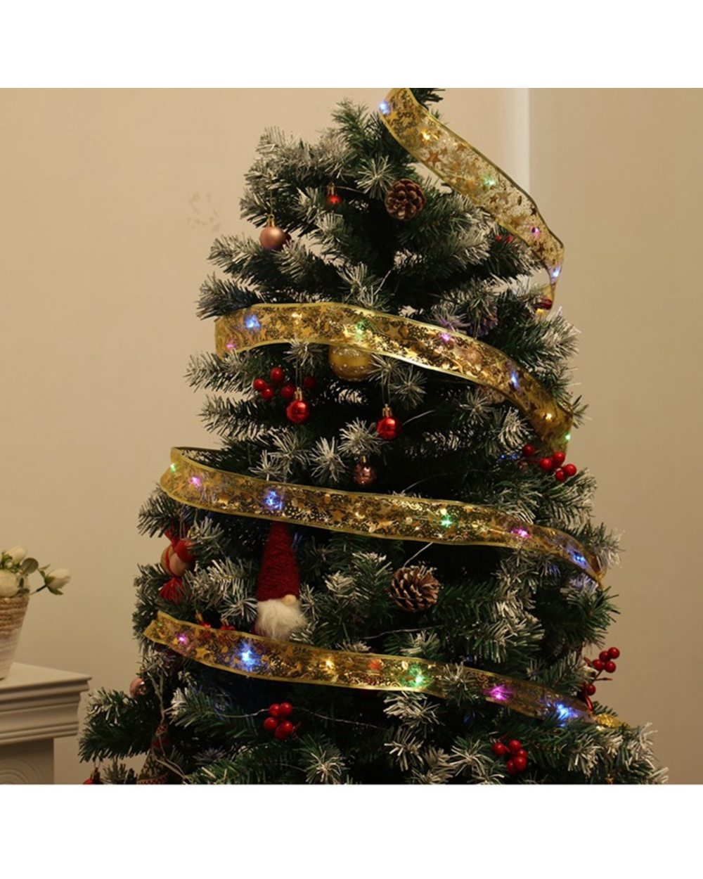 Christmas Lights Ribbon Merry christmas Decorations For Home 2021 Christmas Ornaments Xmas Tree Decor front-2