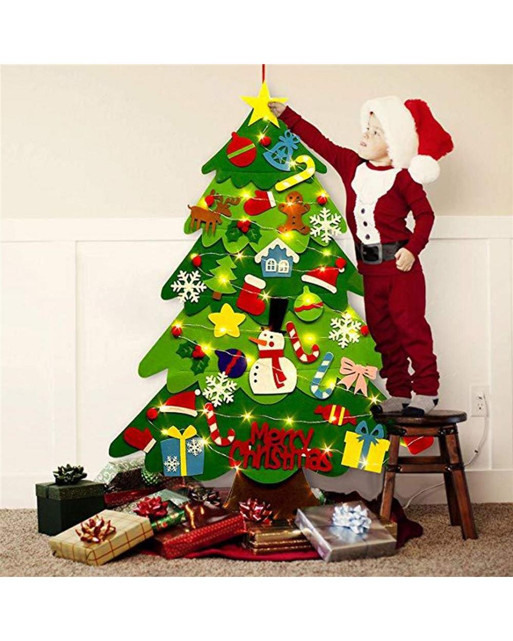 Kids Diy Felt Christmas Tree Christmas Decoration For Home Navidad New Year Gifts Christmas Ornts Holiday Party Home De front-1