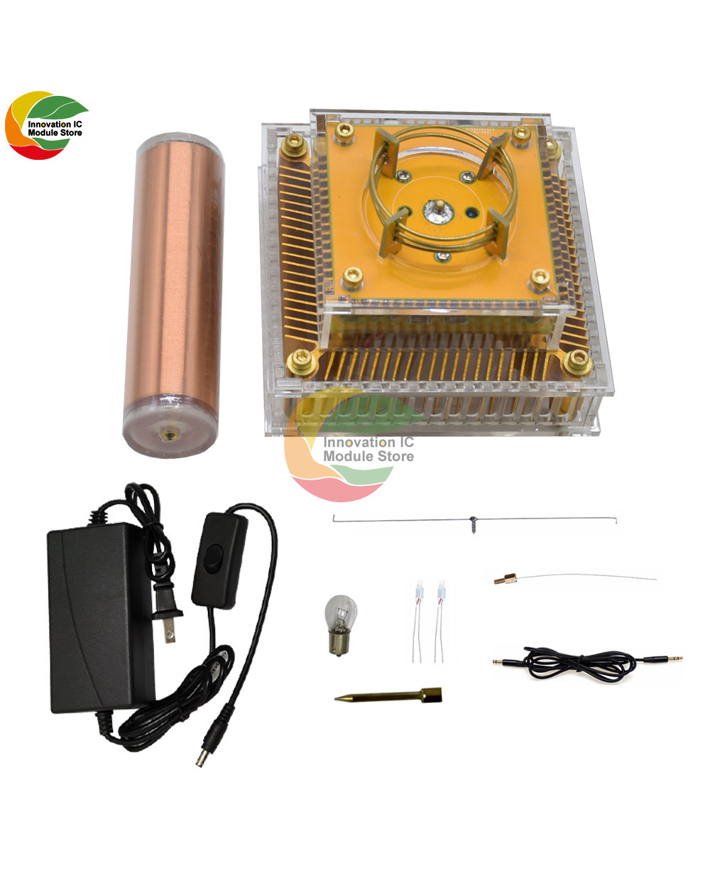 Plasma Music Tesla Coil Module Dc8-32V Space Lighting Arc Circle Artificial Lightning With Power Supply Acrylic Shell front-4