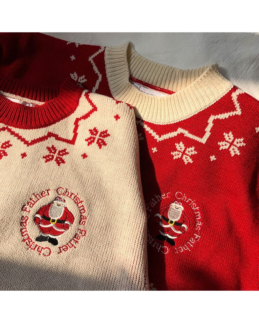Women Fashion Christmas Red Sweater Tops Knitted Printed Long Sleeve Round Neck T Shirt Party Loose Female Clothes front-2