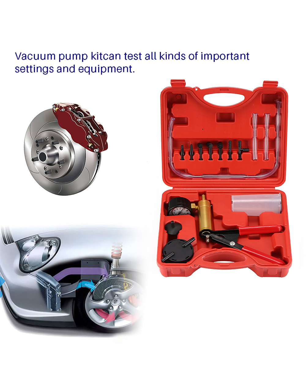 Hand Held Brake Bleeder Tester Set Vacuum Pump Car Motorbike Self Vacuum Pump Kits Brake Bleeder Screw Adapter High Qua front-2