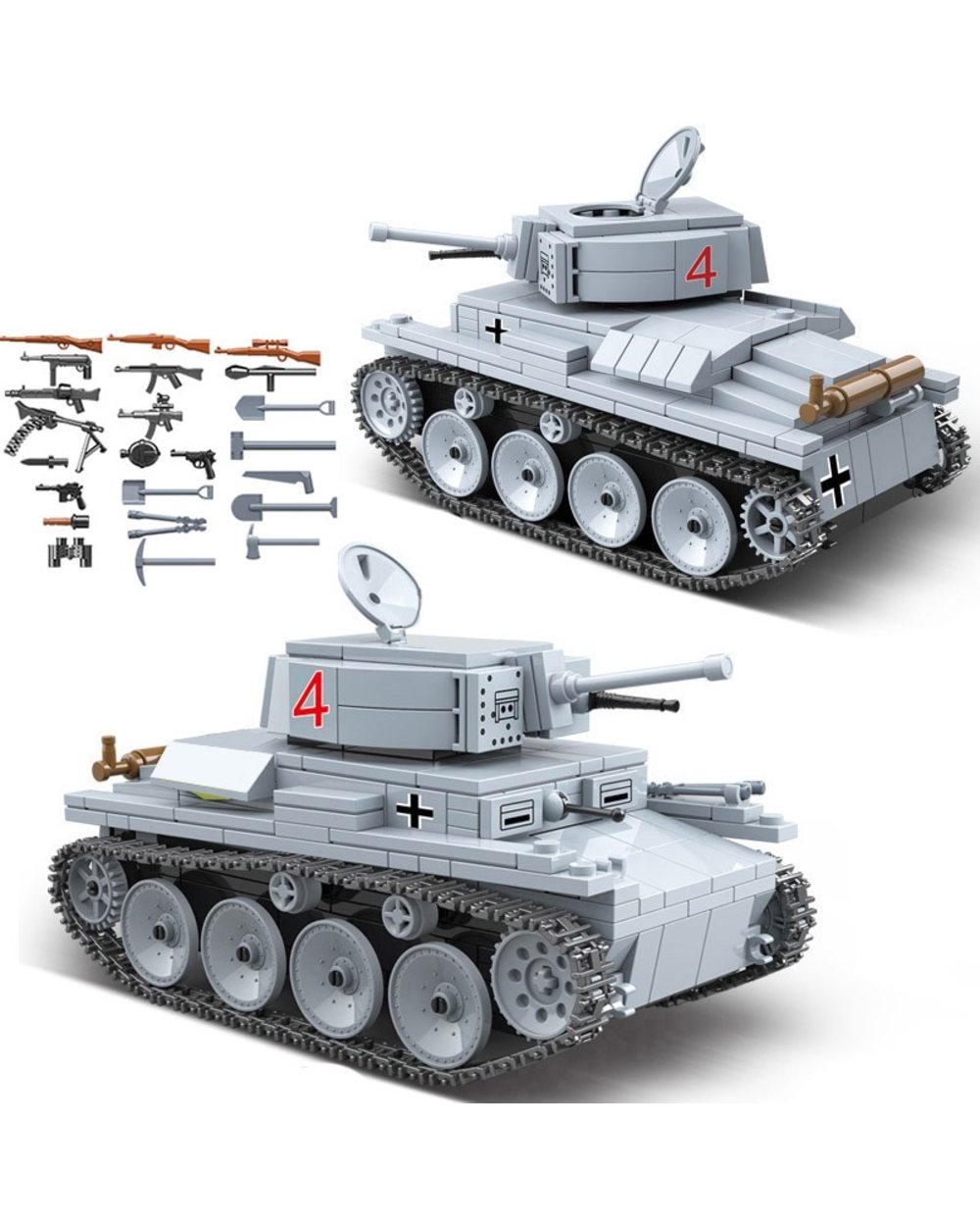 German Light Tank Soldier Weapon Building Blocks WW2 Tank Bricks Army DIY Toys Gifts For Children Kids front-0