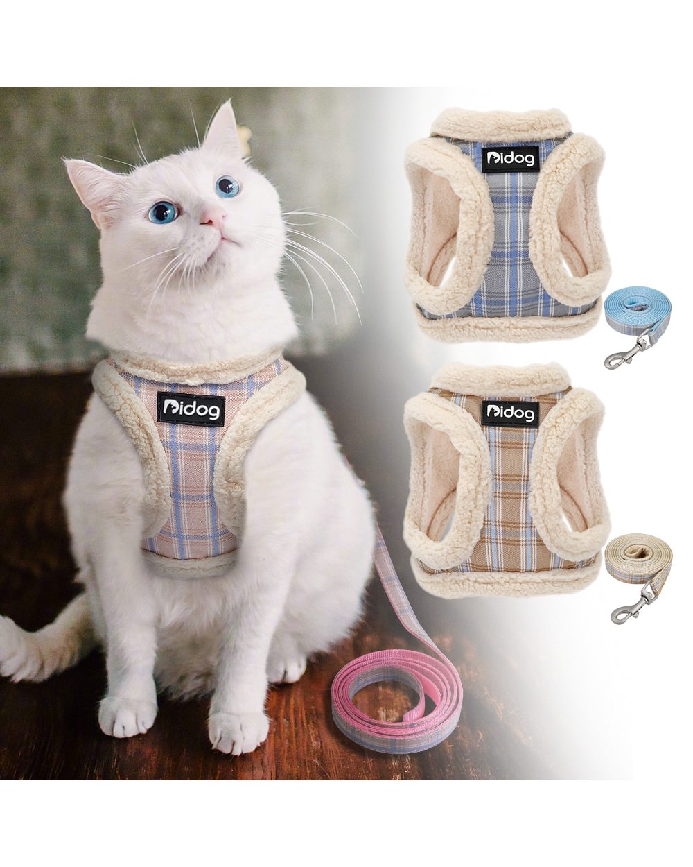 Cute Pet Cat Harness Vest Soft Padded Chihuahua Puppy Cat Harness Collar Adjustable Walking Leash For Small Dogs Cats front-0