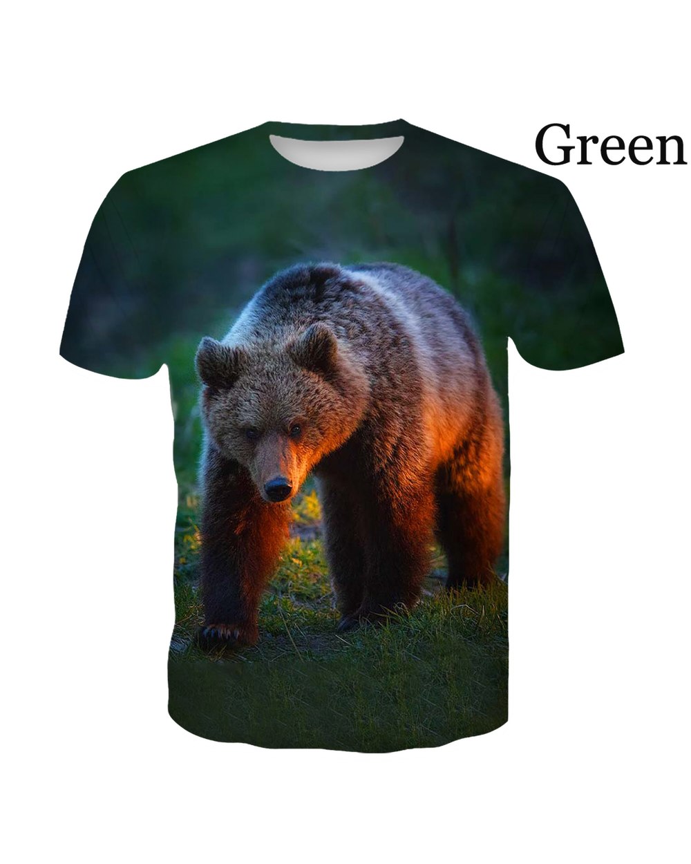 2022 Summer Ferocious Animal Black Bear 3D Printed Men Tops T-shirts front-0