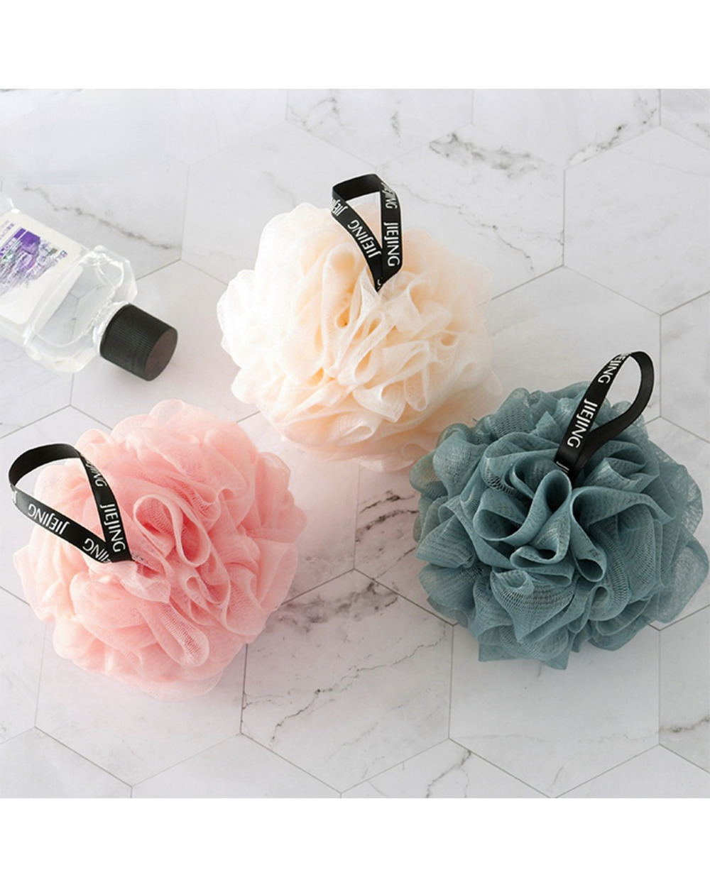 Soft Mesh Bath Sponge Balls Nylon Cleaning Brush Shower Puff Body Cleaner Exfoliating Scrubbers Bath Ball Bathroom Supp front-3