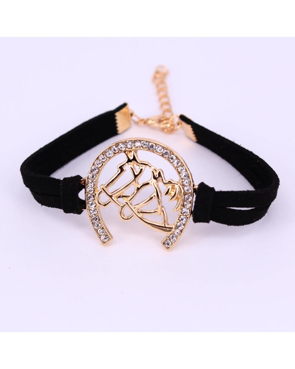Native two horse head Horseshoe u shape bracelets two colors bracelet gift front-0
