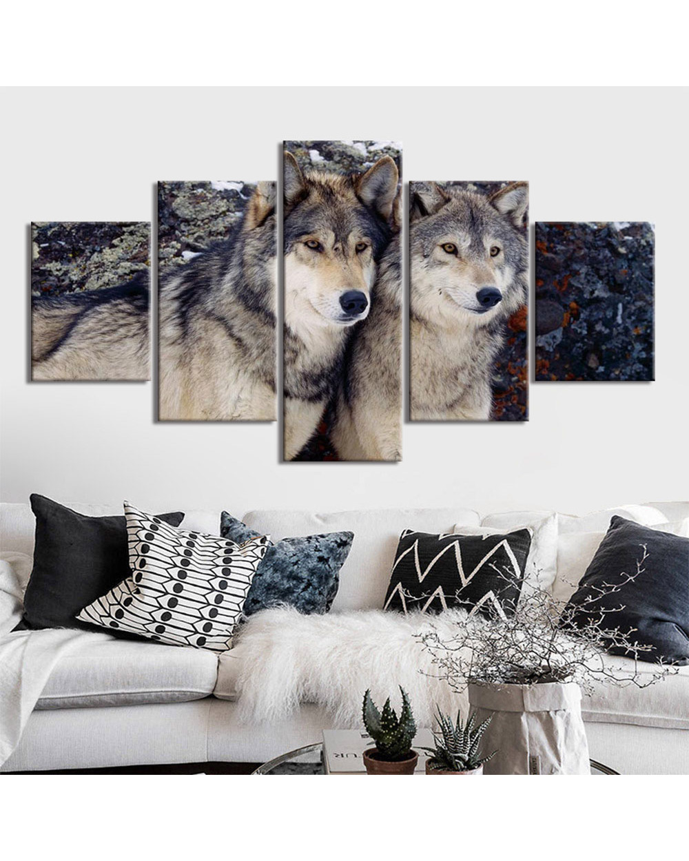 Wolf Pack Animal Posters and Prints Animal 5 Panel Canvas Art Wall Decor front-0