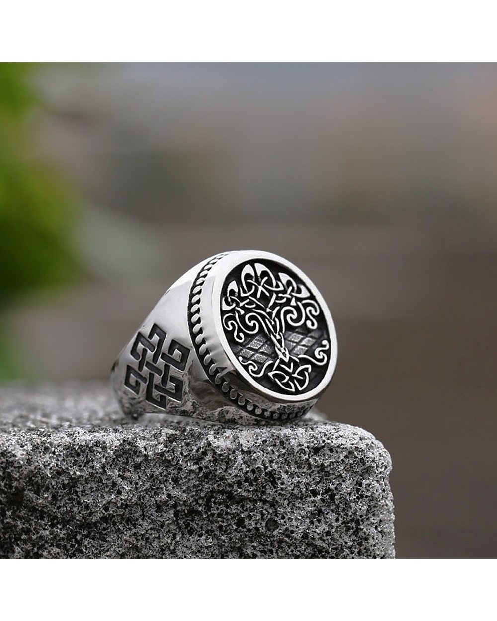 Vintage Viking Tree Of Life Ring For Men front-1