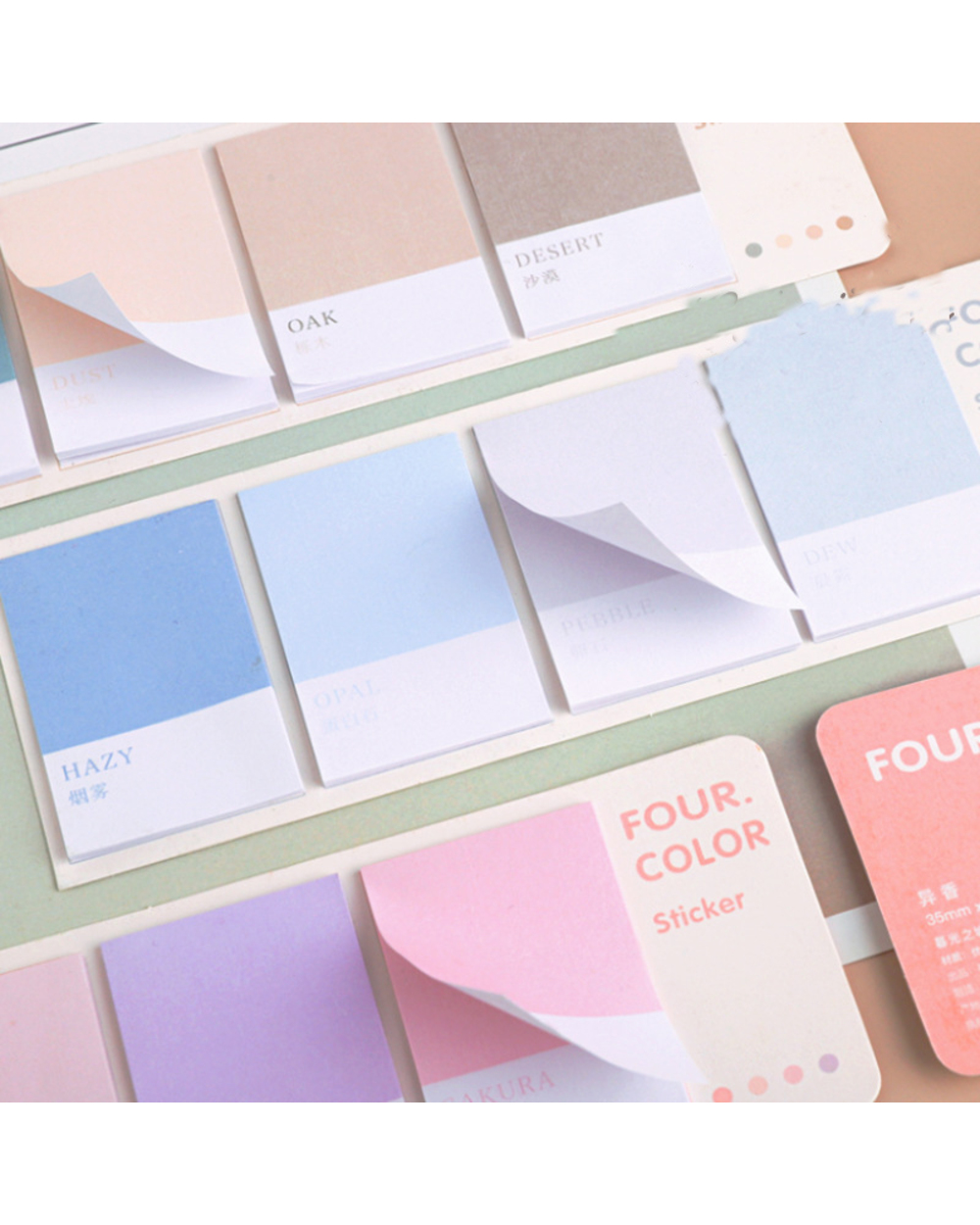 Mohamm Wheel Of Four Colors Series Kawaii Cute Sticky Notes Memo Pad Diary Stationery 80Pcs front-1