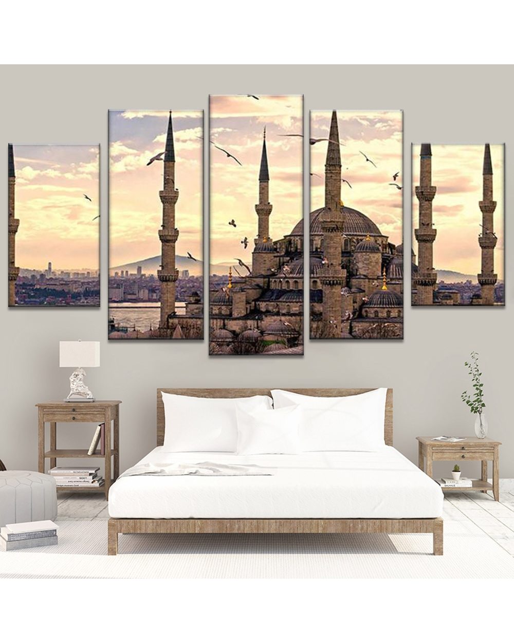 Sultan Ahmed Mosque Picture Print Religion 5 Panel Canvas Art Wall Decor front-0