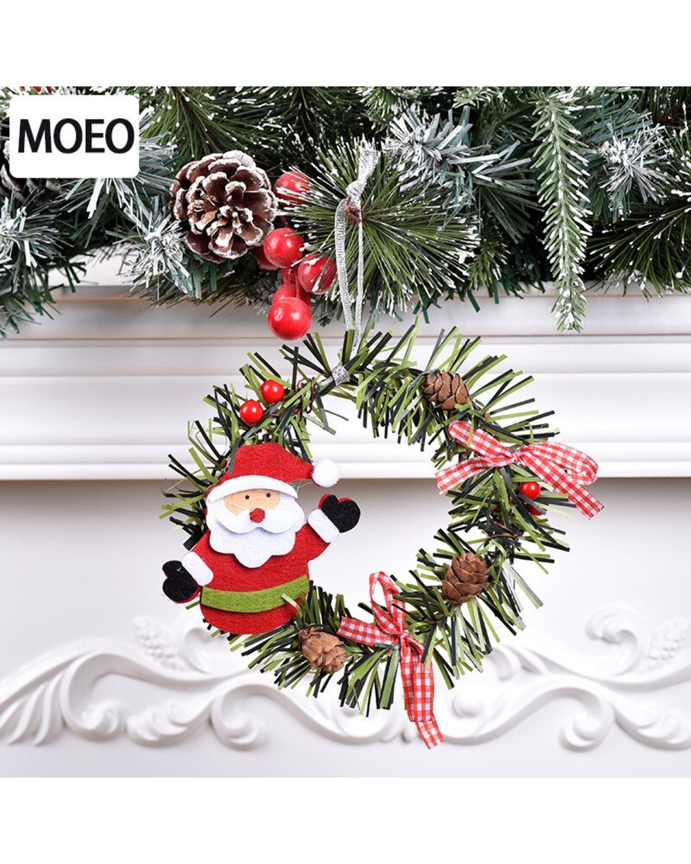 Christmas Decorations Garland Tree Toys Pendant Santa Claus Elk Round PVC Ornaments Christmas Tree Pine Cone Gift Home front-3