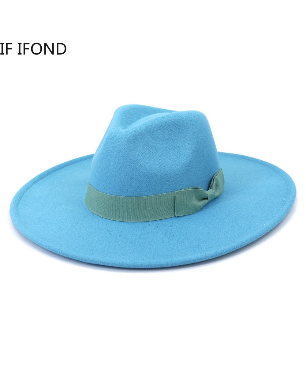 Big Wide Brim Women Hats 2021 Winter Autumn Ladies Elegant Retro Felt Fedora Hat Wedding Church Dress Formal Hat front-2