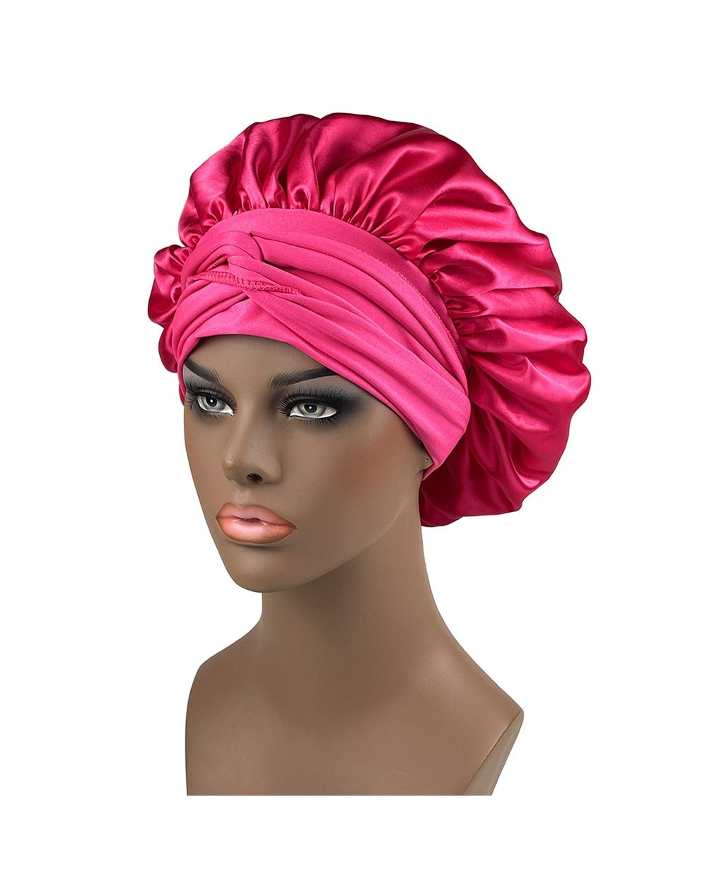 Women Satin Bonnet Spandex Wide Stretchy Band Long Tail Bonnet For Women front-2