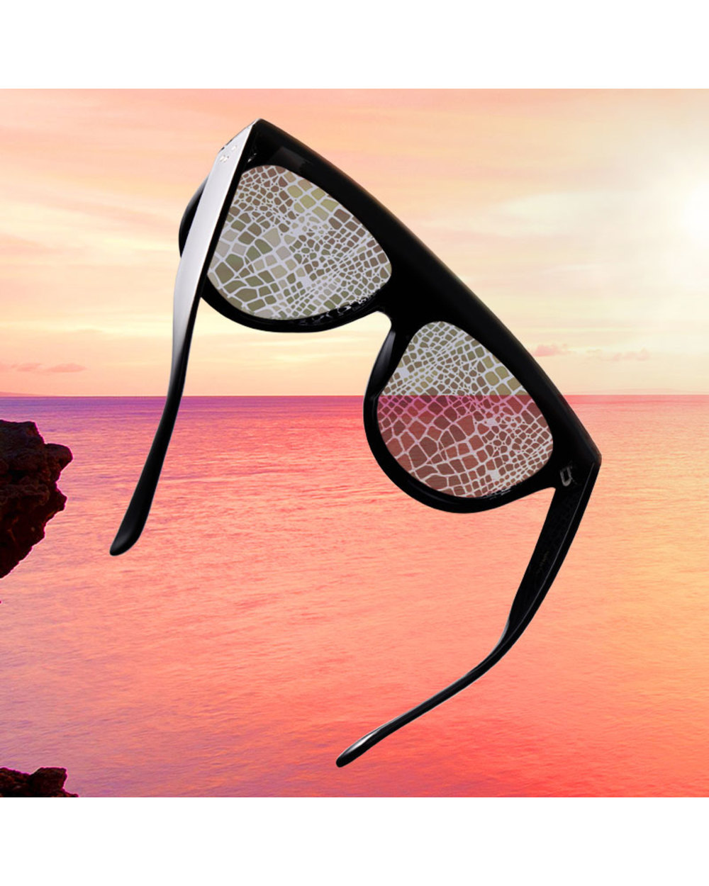 Sexy square sunglasses ladies fashion python pattern oversized sunglasses black light transmission front-1