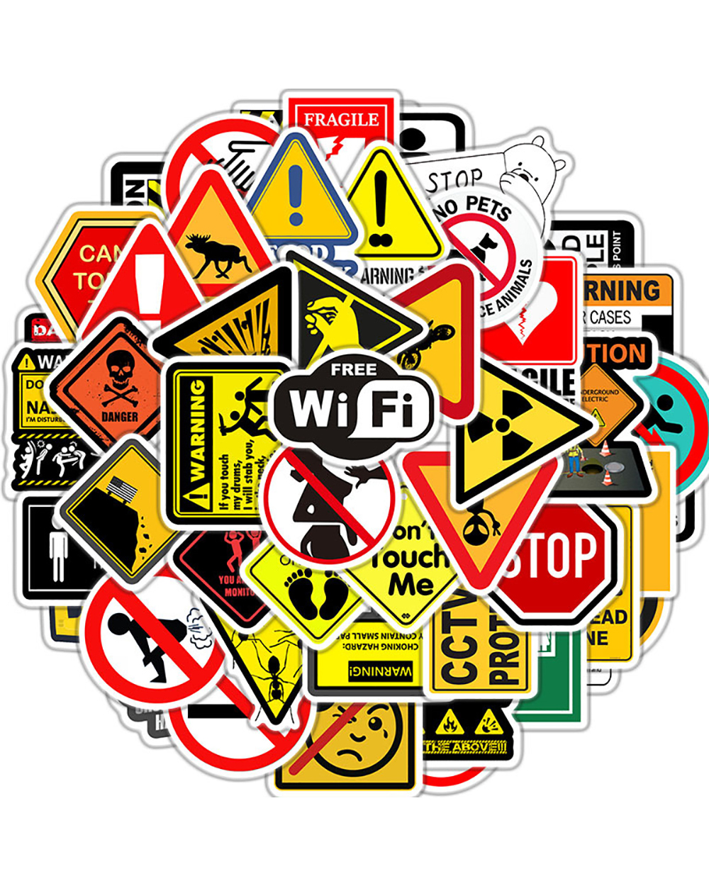 10/30/50PCS Warning Stickers Danger Banning Skateboard Fridge Guitar Laptop Motorcycle Travel Classic Toy Cool Decals front-0