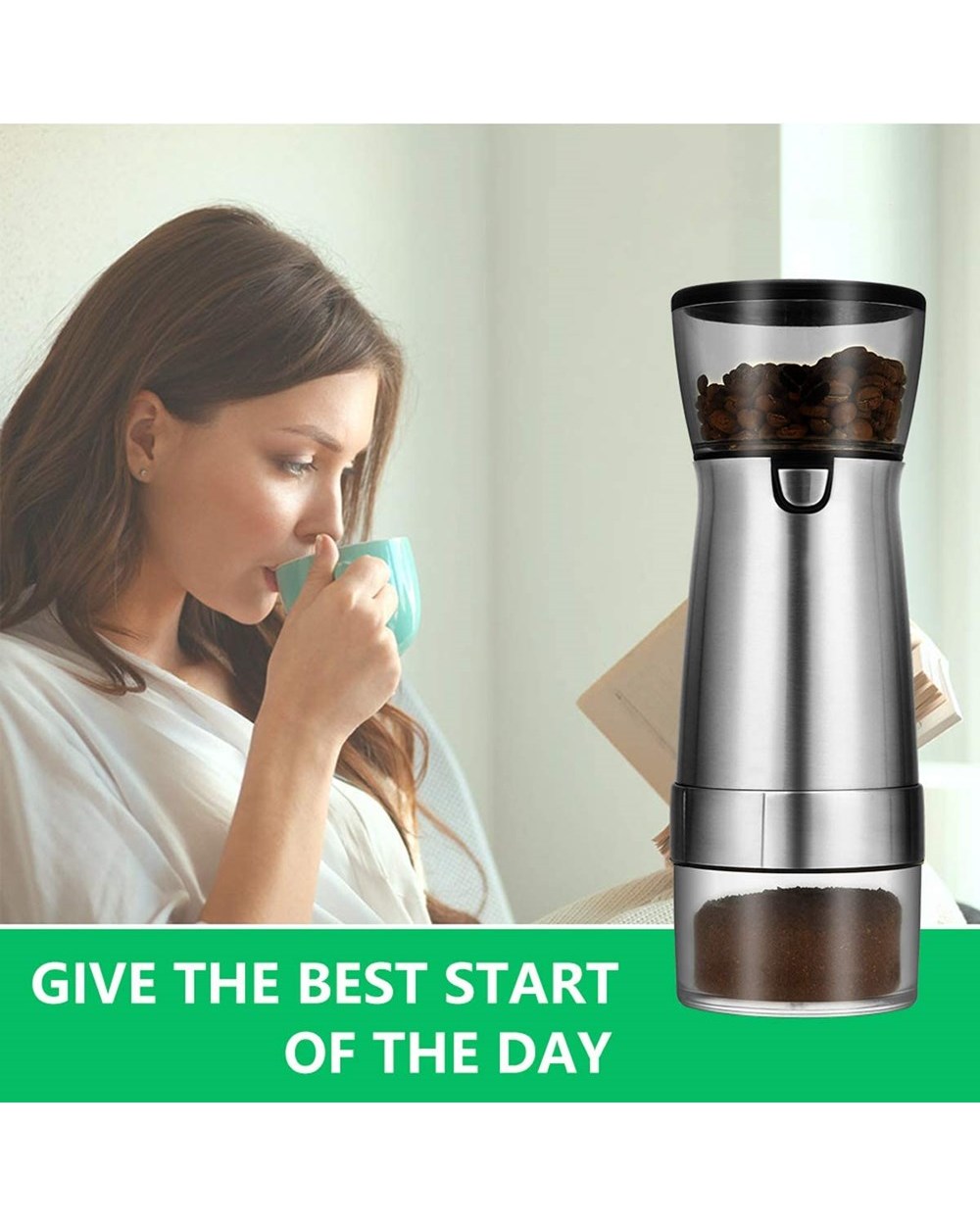 New Upgrade Portable Electric Coffee Grinder Type-C Usb Charge Profession Stainless Steel Grinding Core Coffee Beans Gr front-3