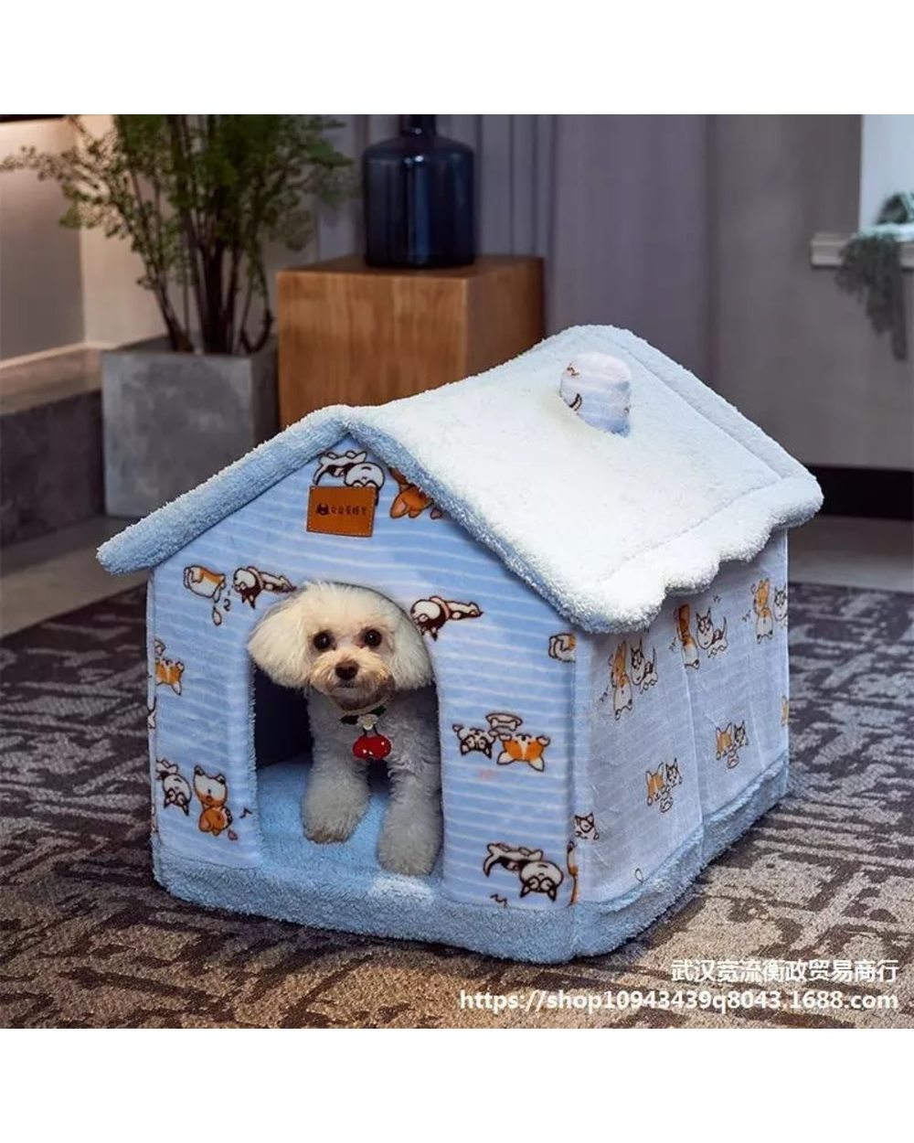 Foldable Dog House Kennel Bed Mat For Small Medium Dogs Cats Winter Warm Chihuahua front-4