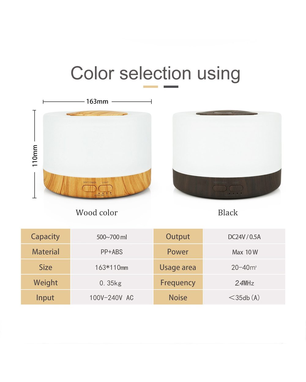 500Ml Electric Aroma Diffuser Essential Oil Diffuser Air Humidifier Ultrasonic Remote Control Color Led Lamp Mist Maker front-4