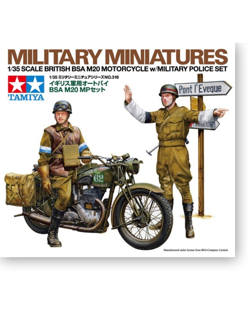 Tamiya 1/35 35316 WWII British BSA M20 Motorcycle w/Military Police Set Display Toy Plastic Assembly Building Model Kit front-0