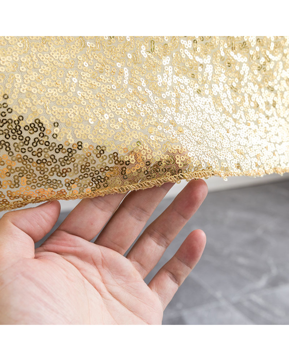Decorative Sequin Wedding Table Cloth Party Banquet Wedding Decor Table Cover Champagne Tiny Green Wed Tablecloth front-3