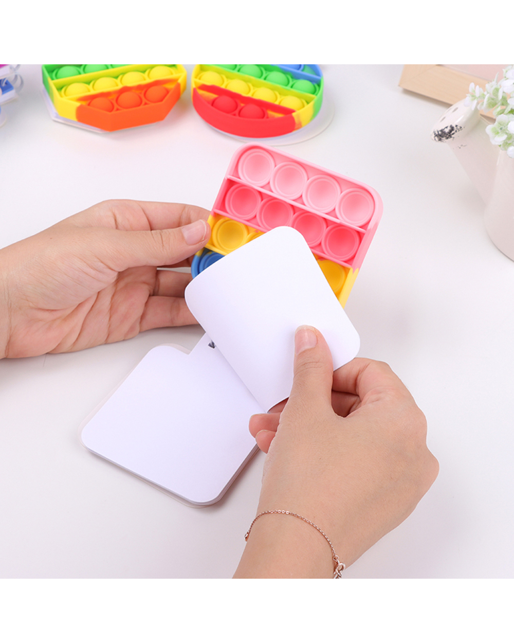 Kawaii Notebook Pop Its Notebook Silicone Pop Cover Note Pads Fidget Sensory Toys Mini Journal School Supplies Cute Wri front-2