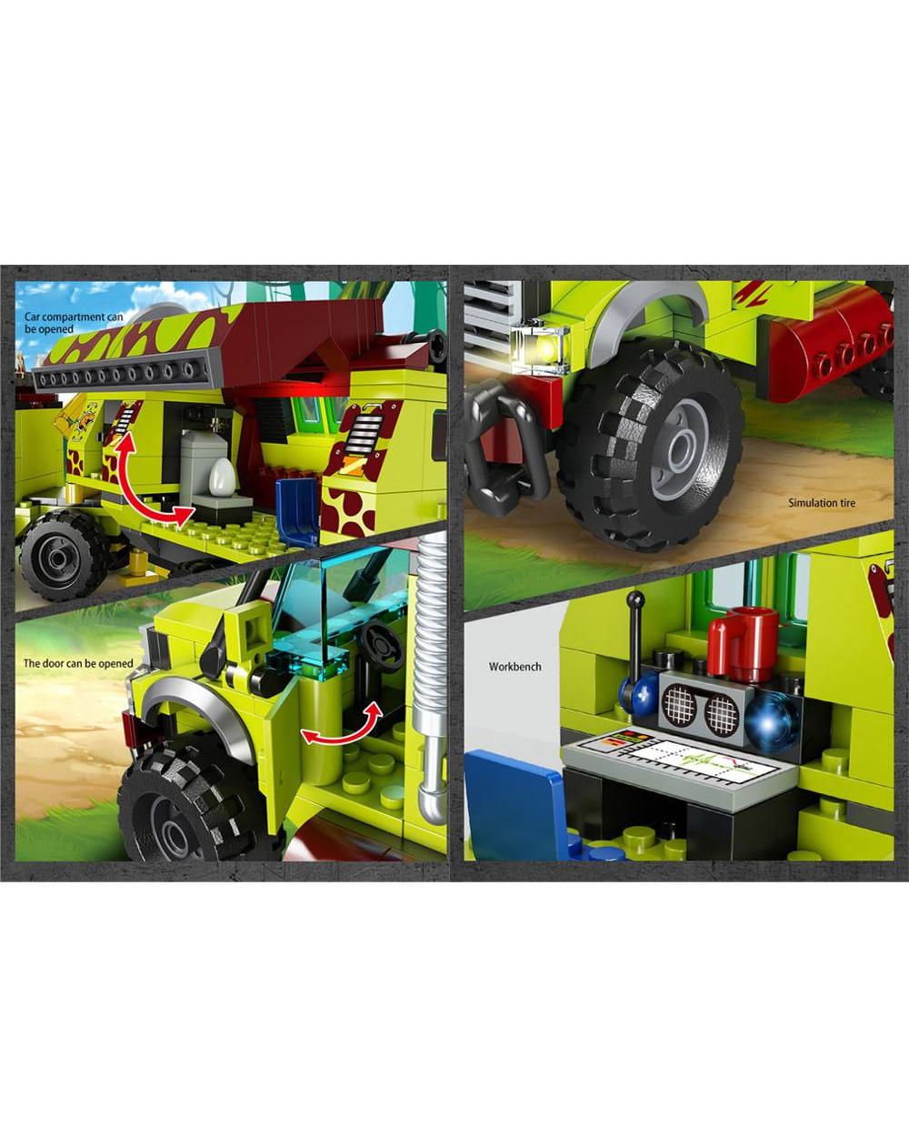 Tyrannosaurus Velociraptor Off road Vehicle Dinosaurs Figures Jurass Building Blocks Dinosaurs Toys Jurassiced World front-2