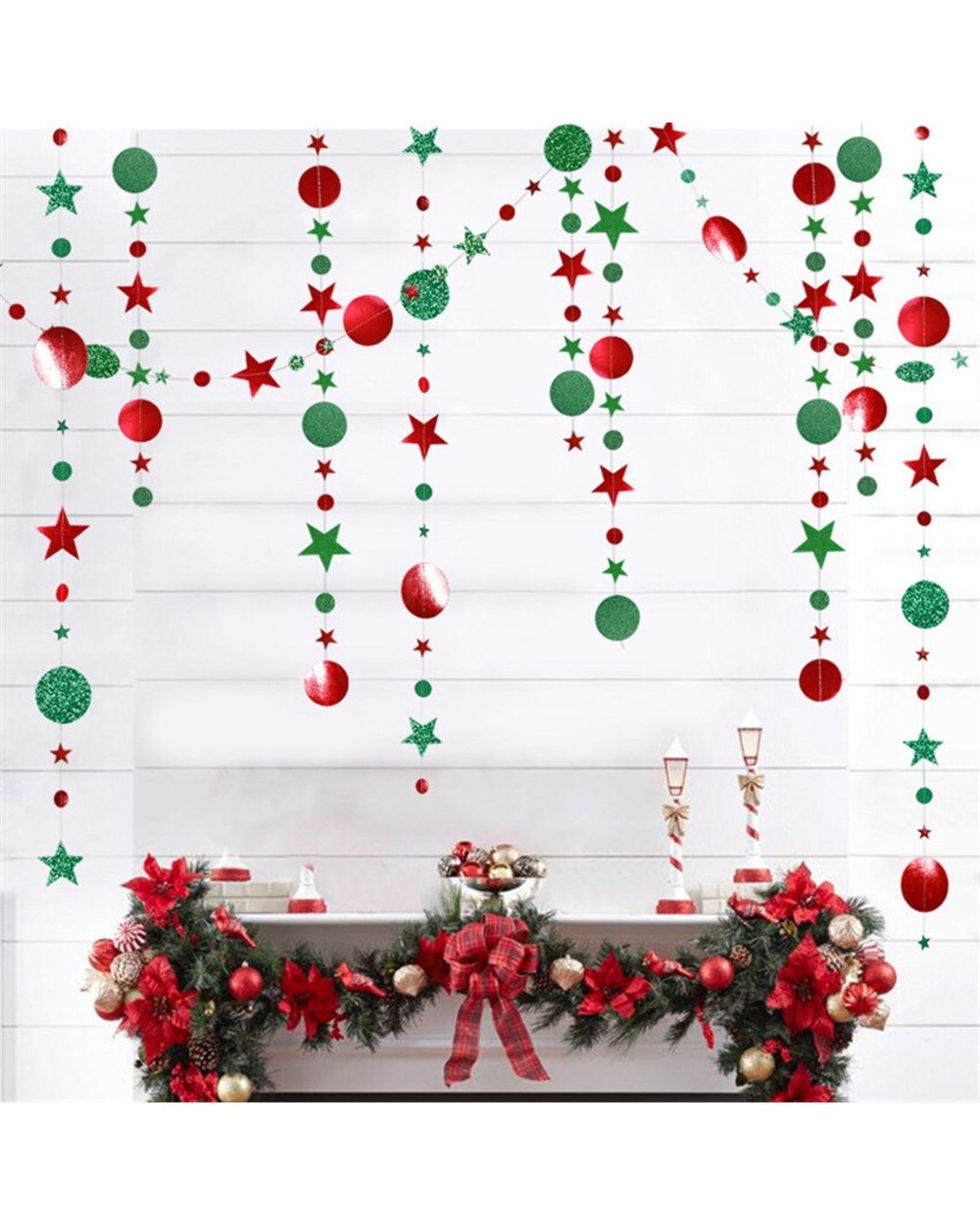 Christmas Decoration Gold Silver Star Round Paper Garlands Baby Shower Party Decorations Banners Christmas Supplies front-4