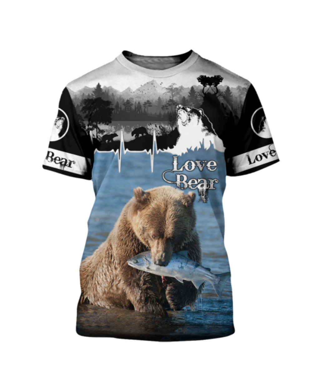 T-shirt Beautiful Bear 3D Printed Harajuku Short Sleeve T-shirt Unisex Casual Tops VG06 front-3