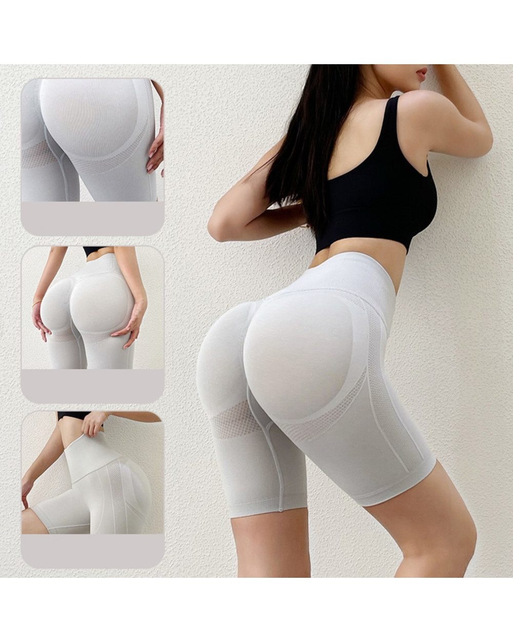 Scrunch Butt High Waist Yoga Shorts Hip Push Up Women Fitness Running Shorts Tummy Control Workout Gym front-1