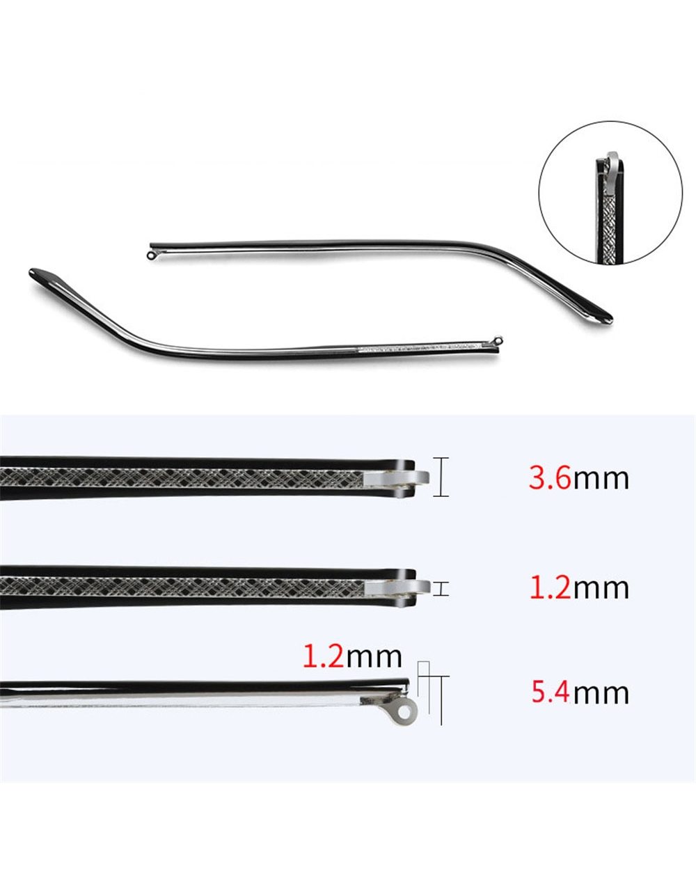 1 Pair Glasses Temples Replacement Metal Sunglasses Arm Eyeglasses Replacement Leg Eyewear Alloy Rod Repair Acces Hypoa front-4