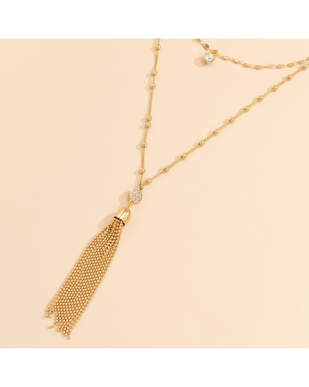 Metal Chain Tassel Pendant Necklace front-4
