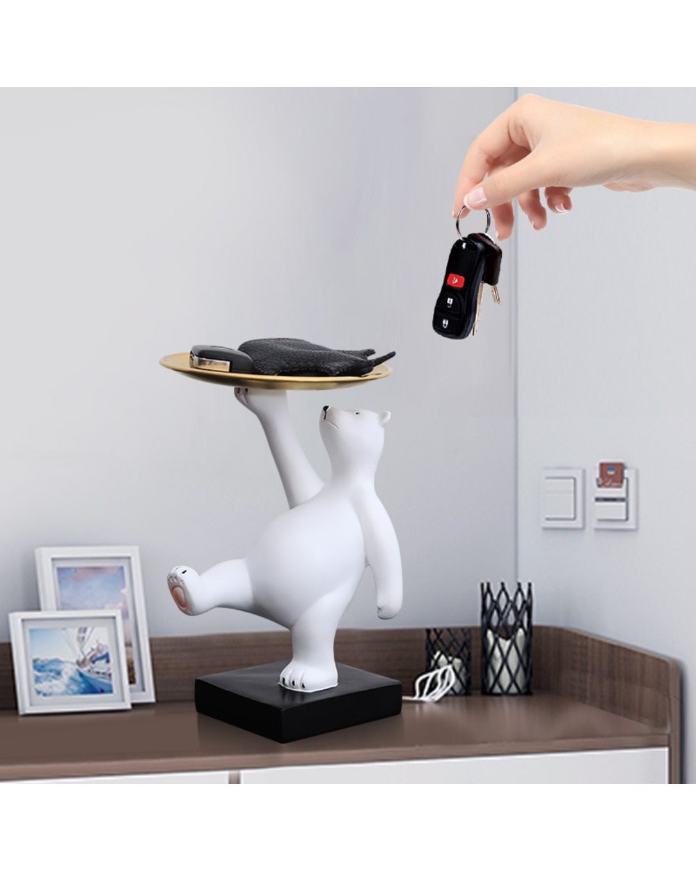 Polar Bear Storage Statue Nordic Resin Figurine Fruit Snacks front-1